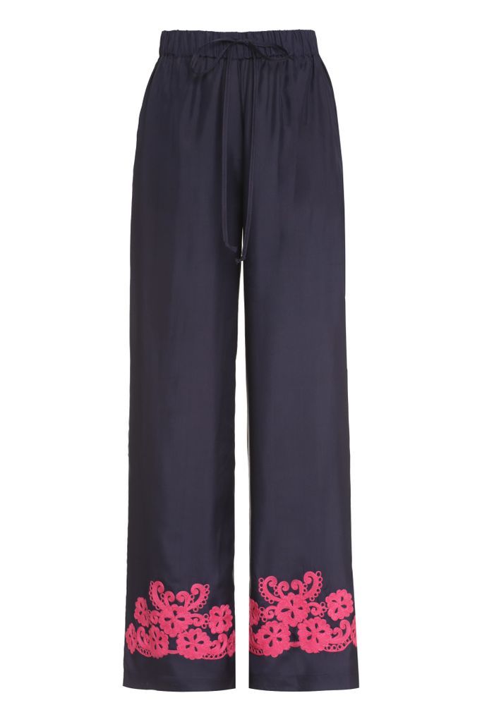 Embroidered Silk Trousers