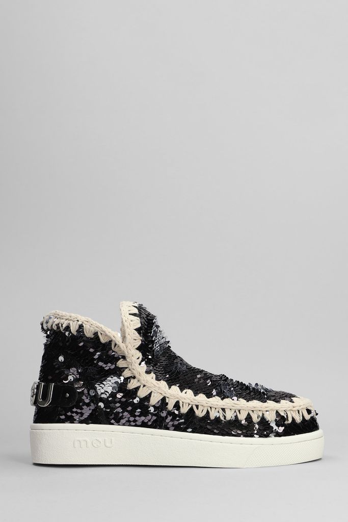 Eskimo Sneaker Low Heels Ankle Boots In Black Synthetic Fibers