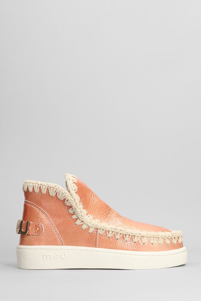 Eskimo Sneaker Low Heels Ankle Boots In Rose-Pink Leather