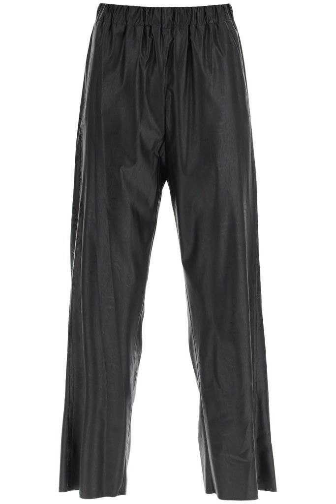 Faux Leather Pants With Raw Cut Details