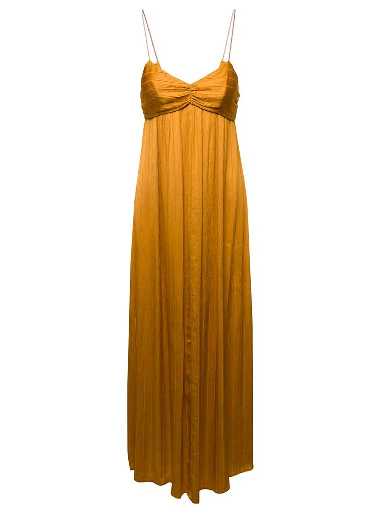Forte_Forte Long Orange Empire-Line Dress In Viscose And Silk Blend Woman