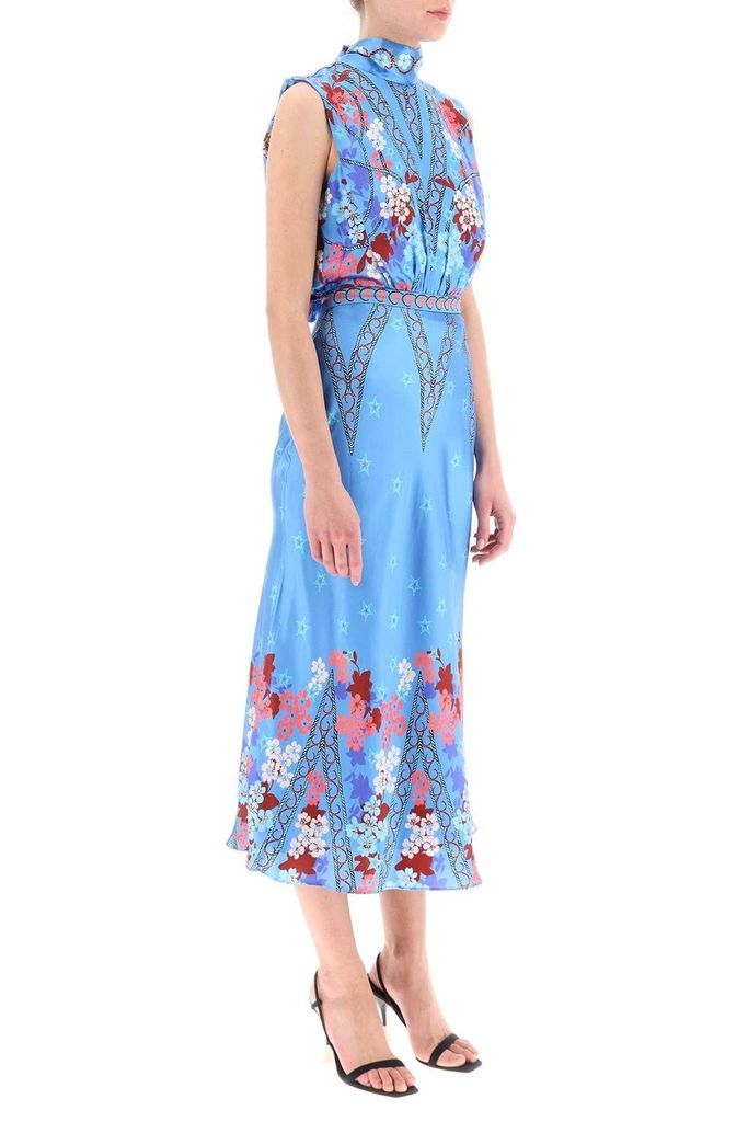 Fleur Midi Blouson Dress In Silk Satin
