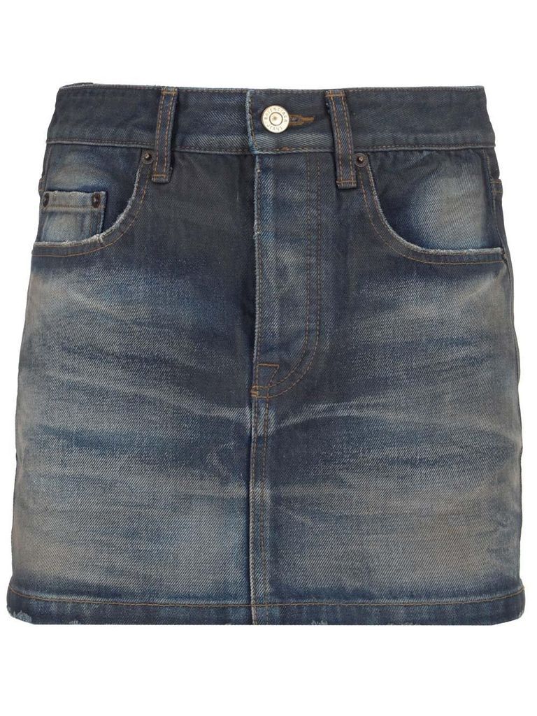 Frayed Edge Denim Mini Skirt