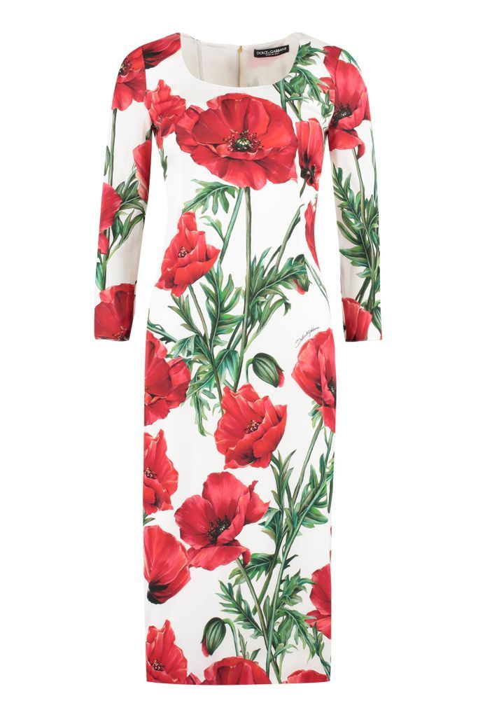 Floral Print Silk Sheath-Dress