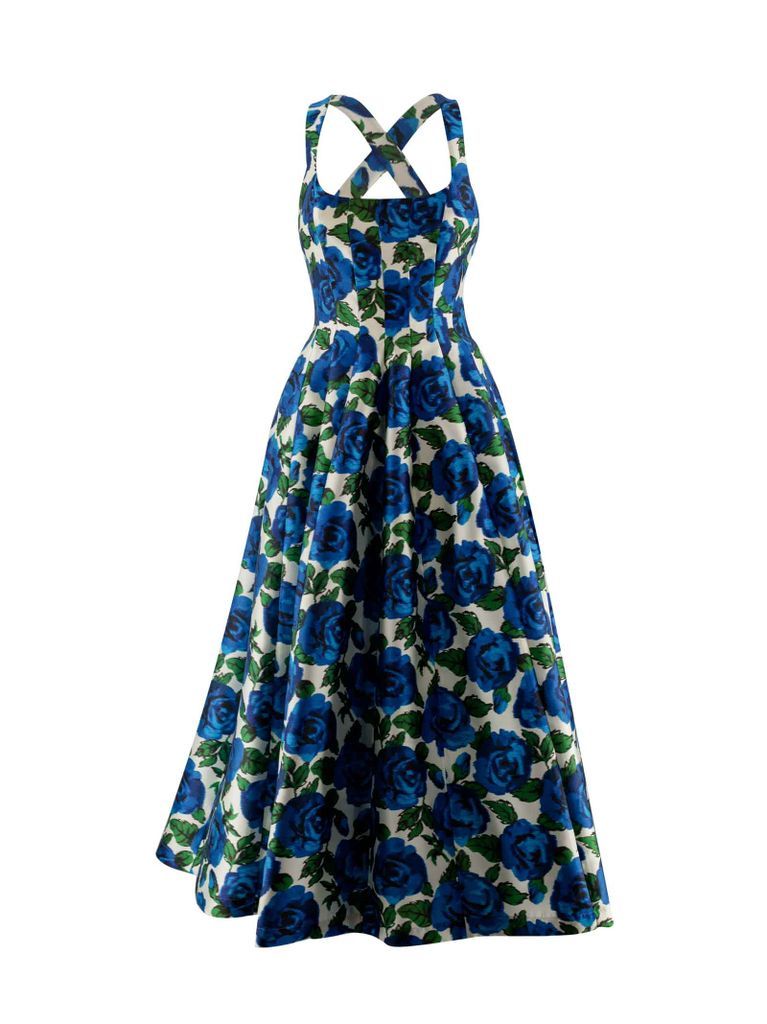 Floral-Print Flared Midi Dress