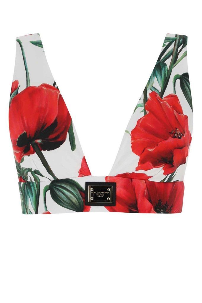 Floral-Printed Sleeveless Cropped Top