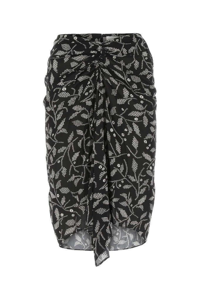 Floral-Pattern Midi Skirt