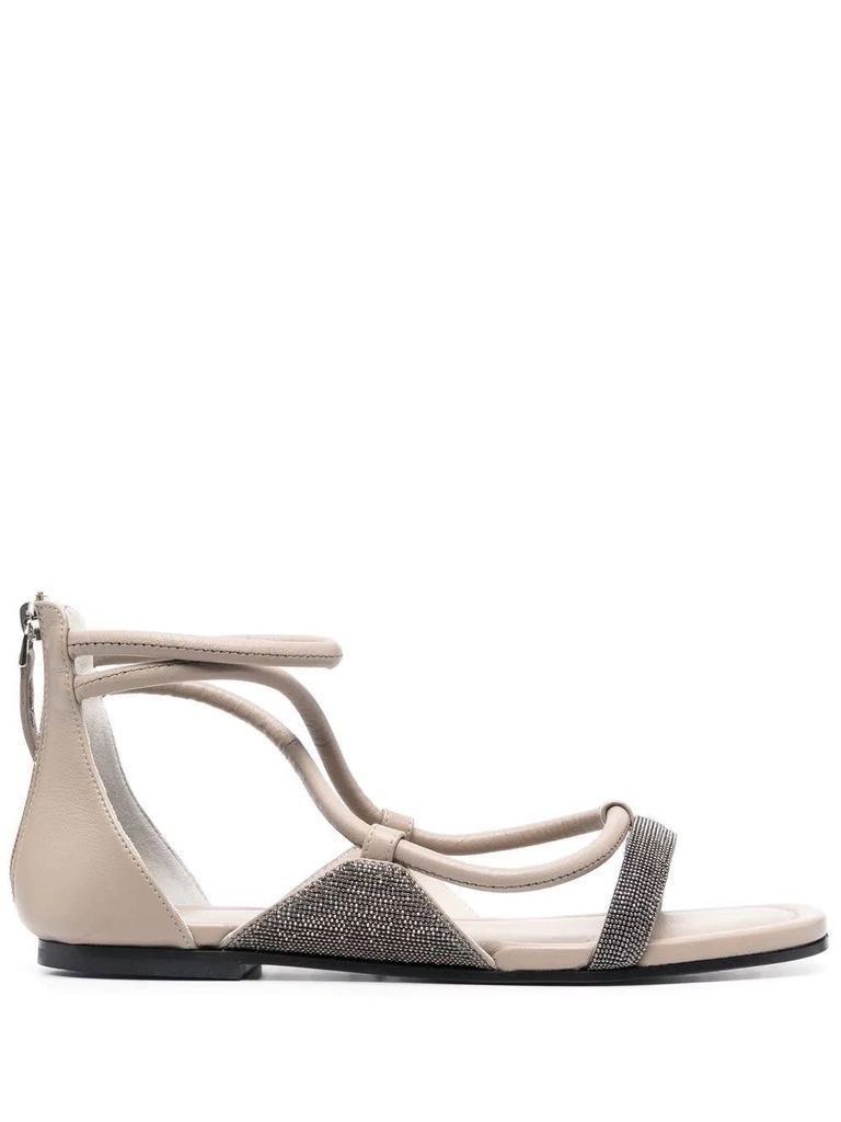 Flat Sandal In Dove Grey Leather