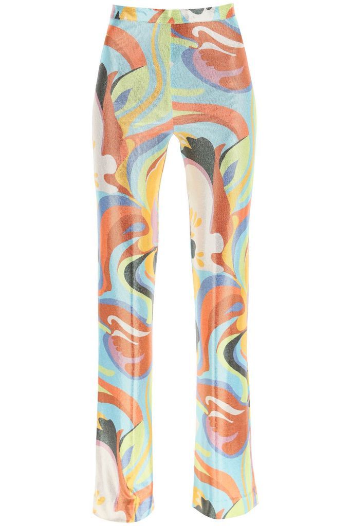 Floral Pants In Laminated Jersey