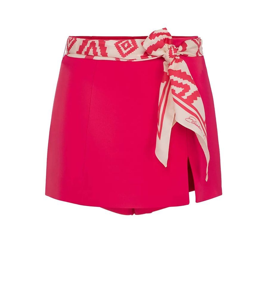 Fuchsia Skirt Shorts With Foulard