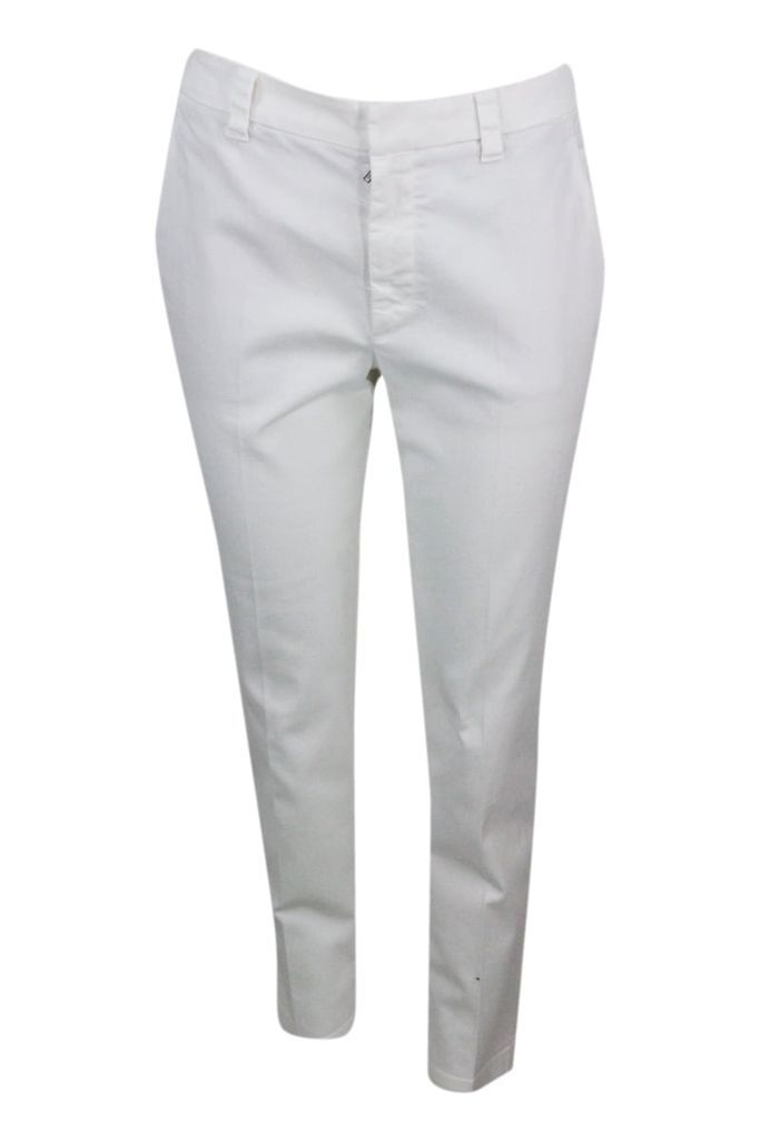 Garment-Dyed Stretch Cotton Drill Cigarette Trousers