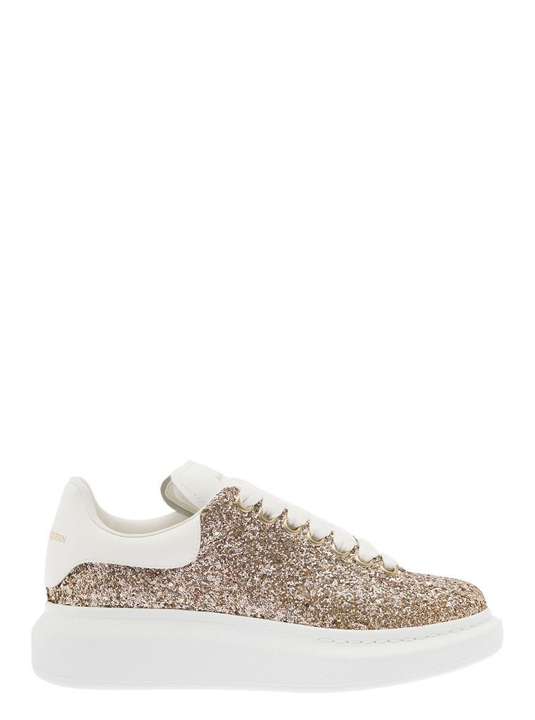 Gold-Tone Larry Sneakers With Glitter Detailing In Polyester Woman