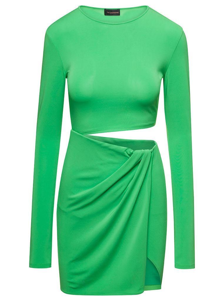 Green Cut-Out Mini Dress In Viscose Woman