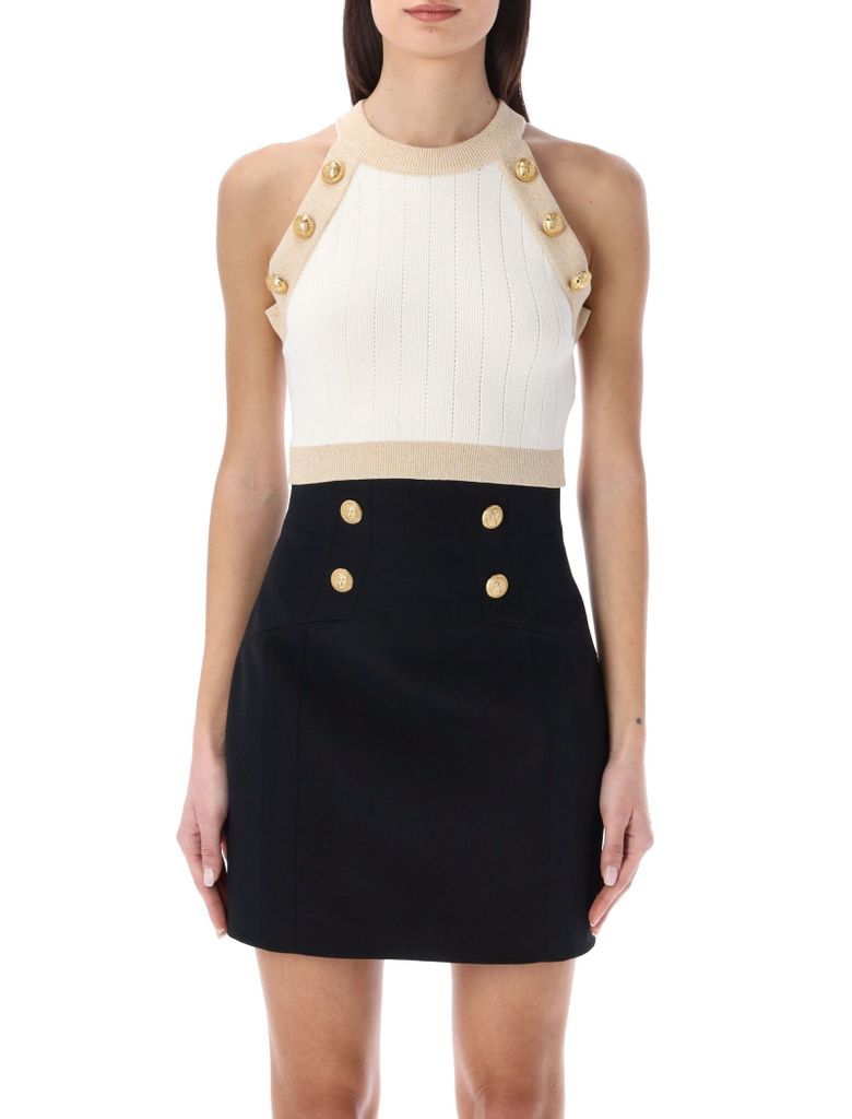 Gold-Trimmed Knit Crop Top