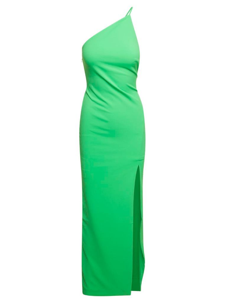 Green Asymmetric One-Shoulder Maxi Dress Woman Solace London