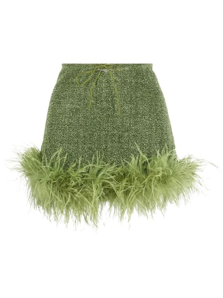 Green Lumiere Plumage Mini Skirt
