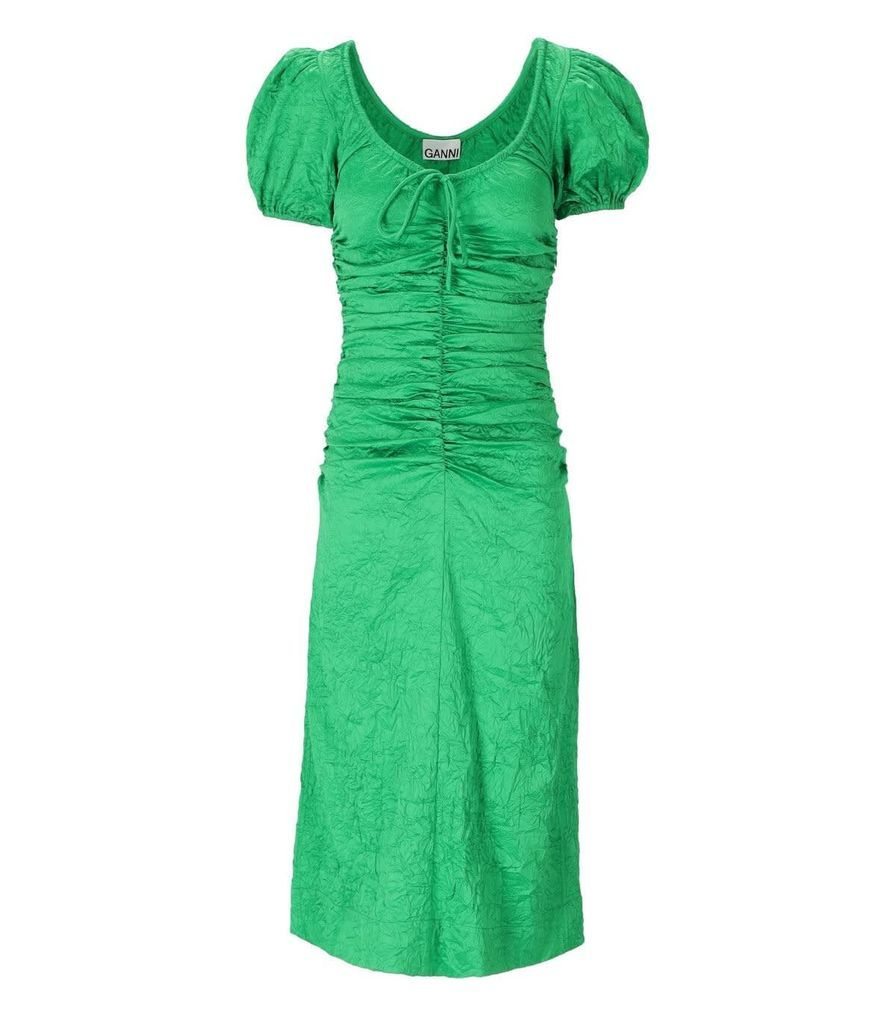 Green Satin Midi Dress