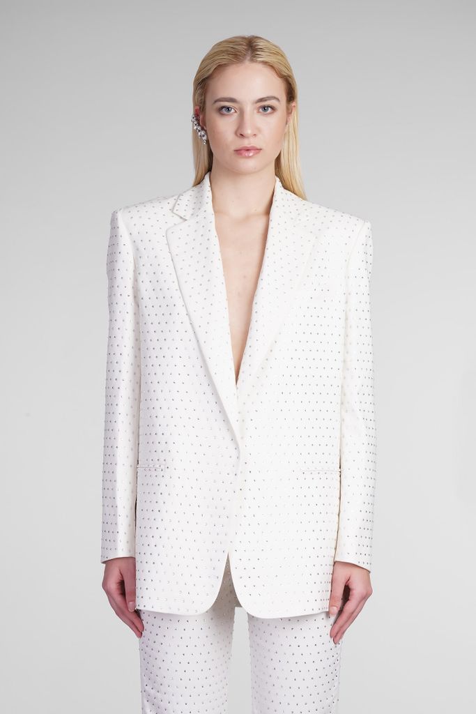 Guia Crystal Blazer In White Polyester