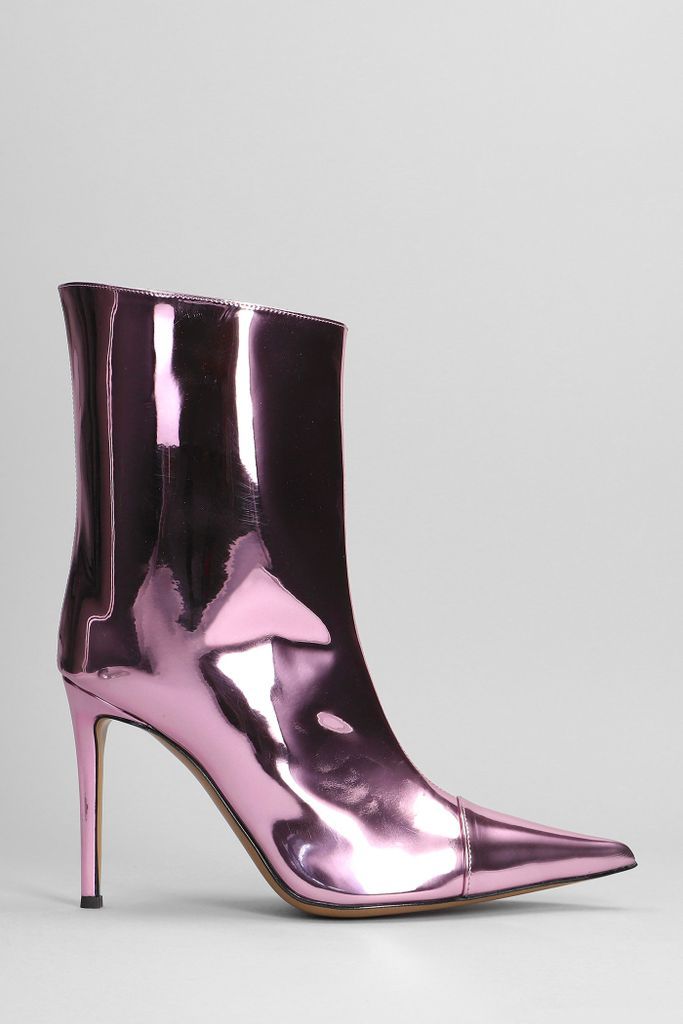 High Heels Ankle Boots In Rose-Pink Polyuretan