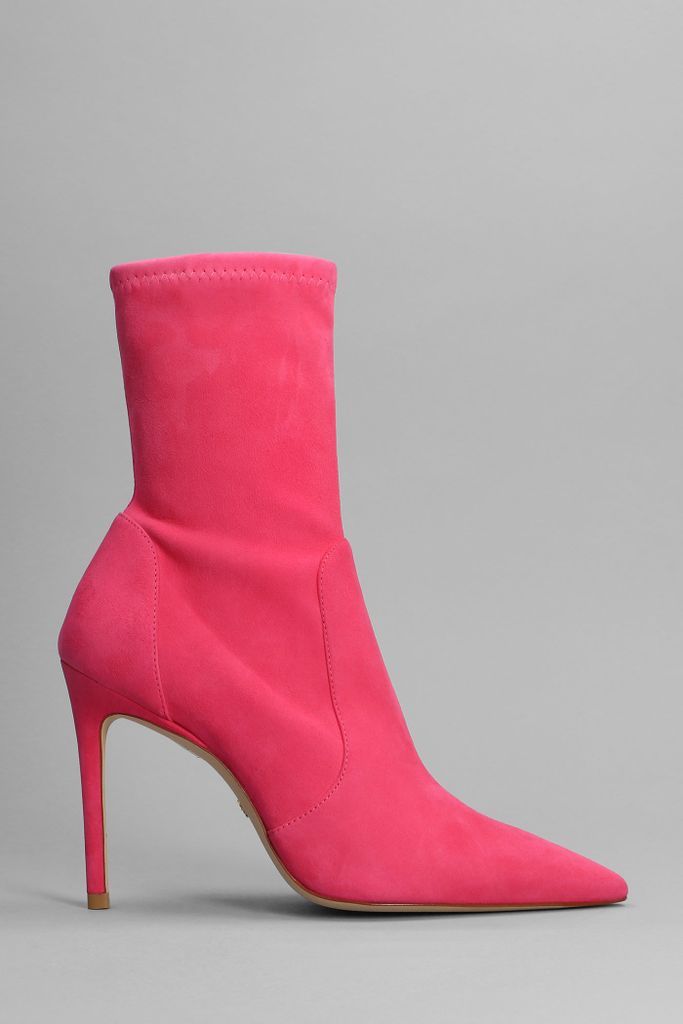 High Heels Ankle Boots In Rose-Pink Suede