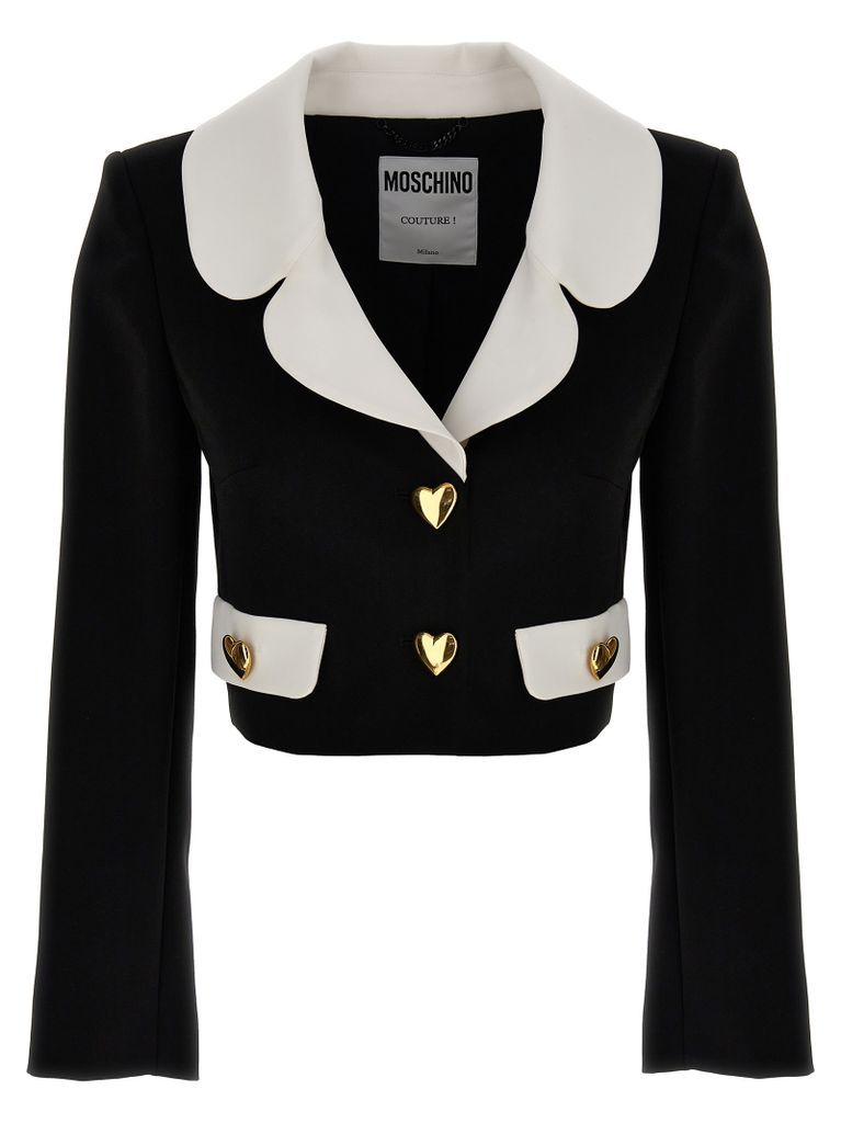 Heart Buttons Cropped Jacket
