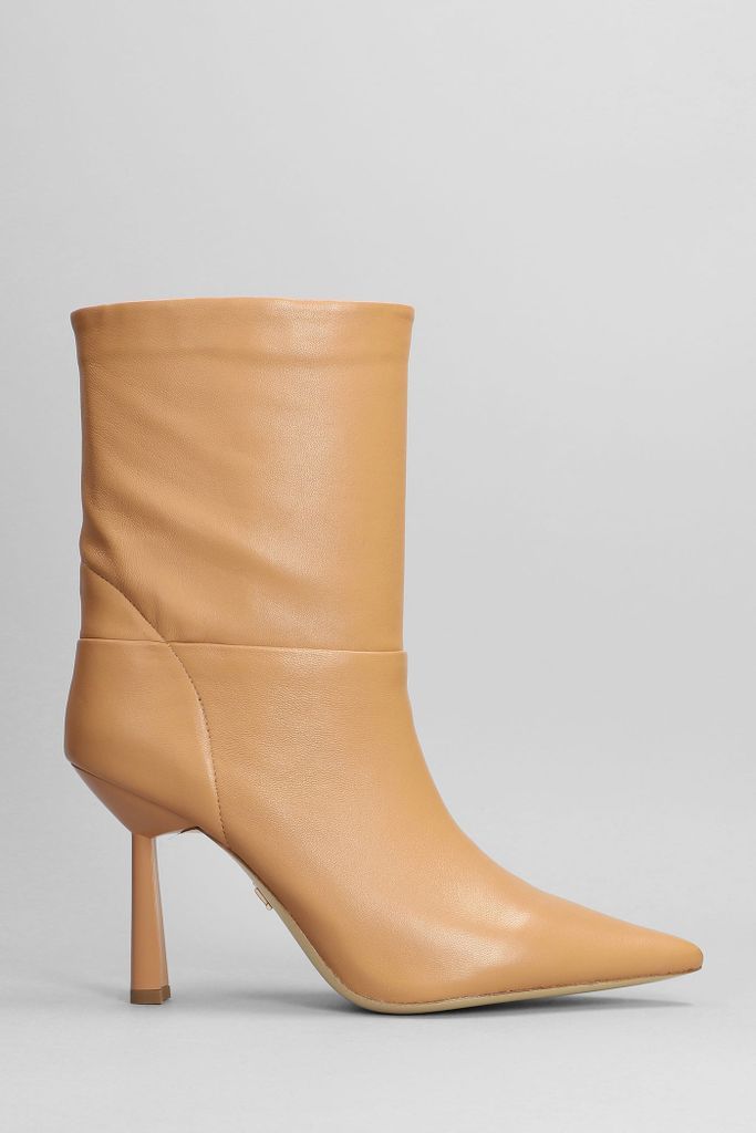 High Heels Ankle Boots In Camel Leather