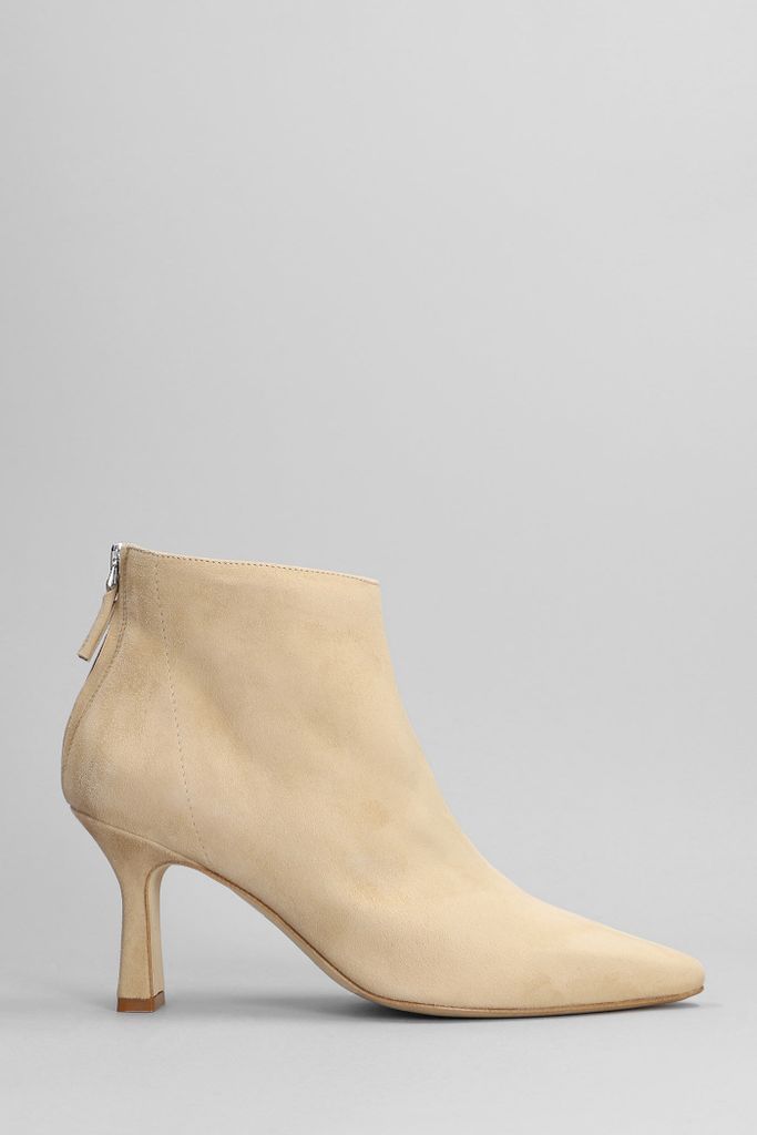 High Heels Ankle Boots In Powder Suede