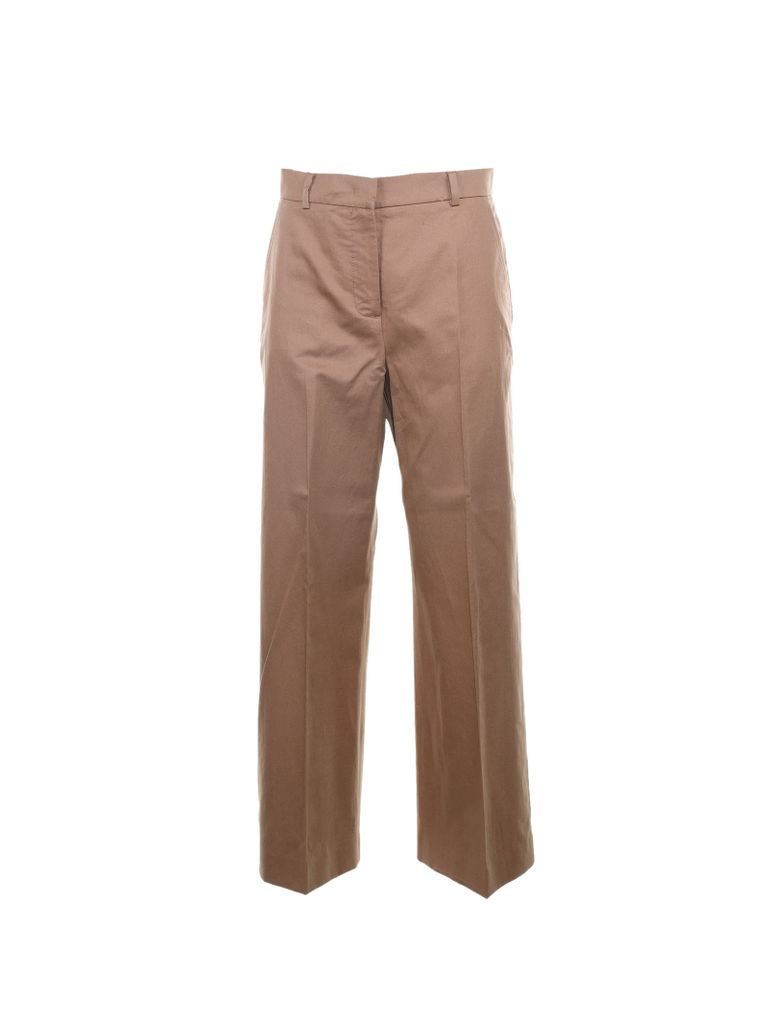 High-Waisted Brown Cotton Trousers