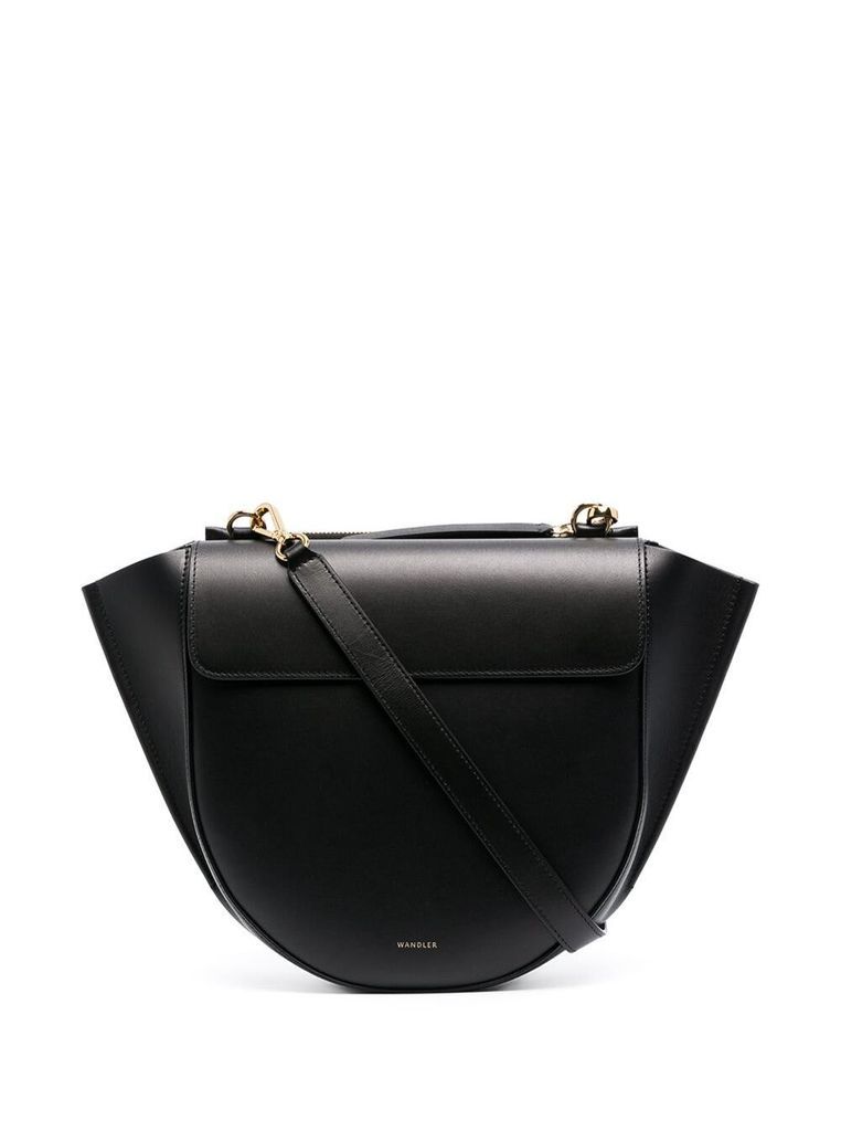 Hortensia Medium Black Handbag With Detachable Shoulder Strap In Smooth Leather Woman Wandler