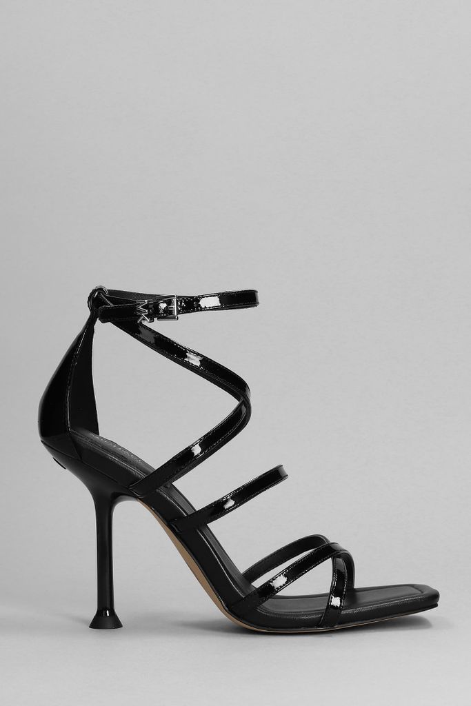 Imani Sandals In Black Patent Leather