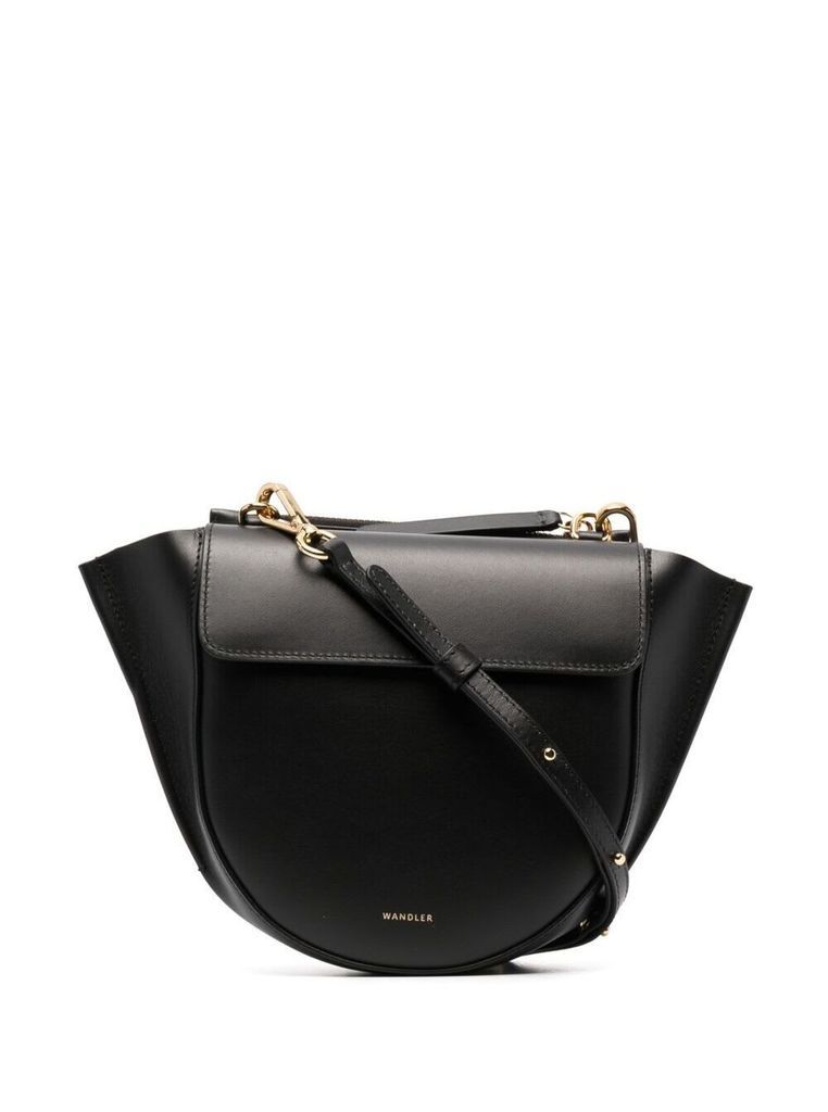 Hortensia Mini Black Crossbody Bag With Logo In Leather Woman Wandler