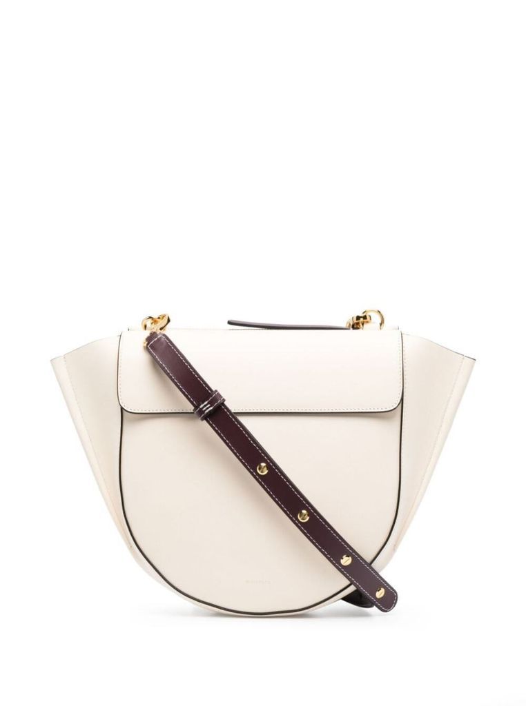 Hortensia White Medium Crossbody Bag With Logo In Leather Woman