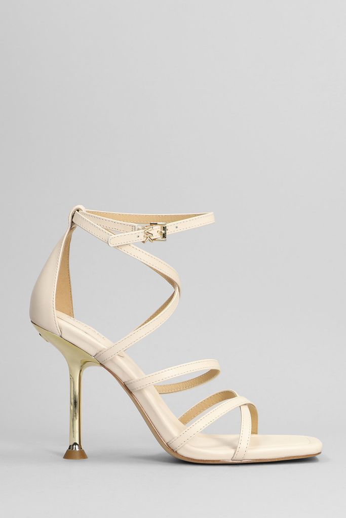 Imany Strap Sandals In Beige Leather