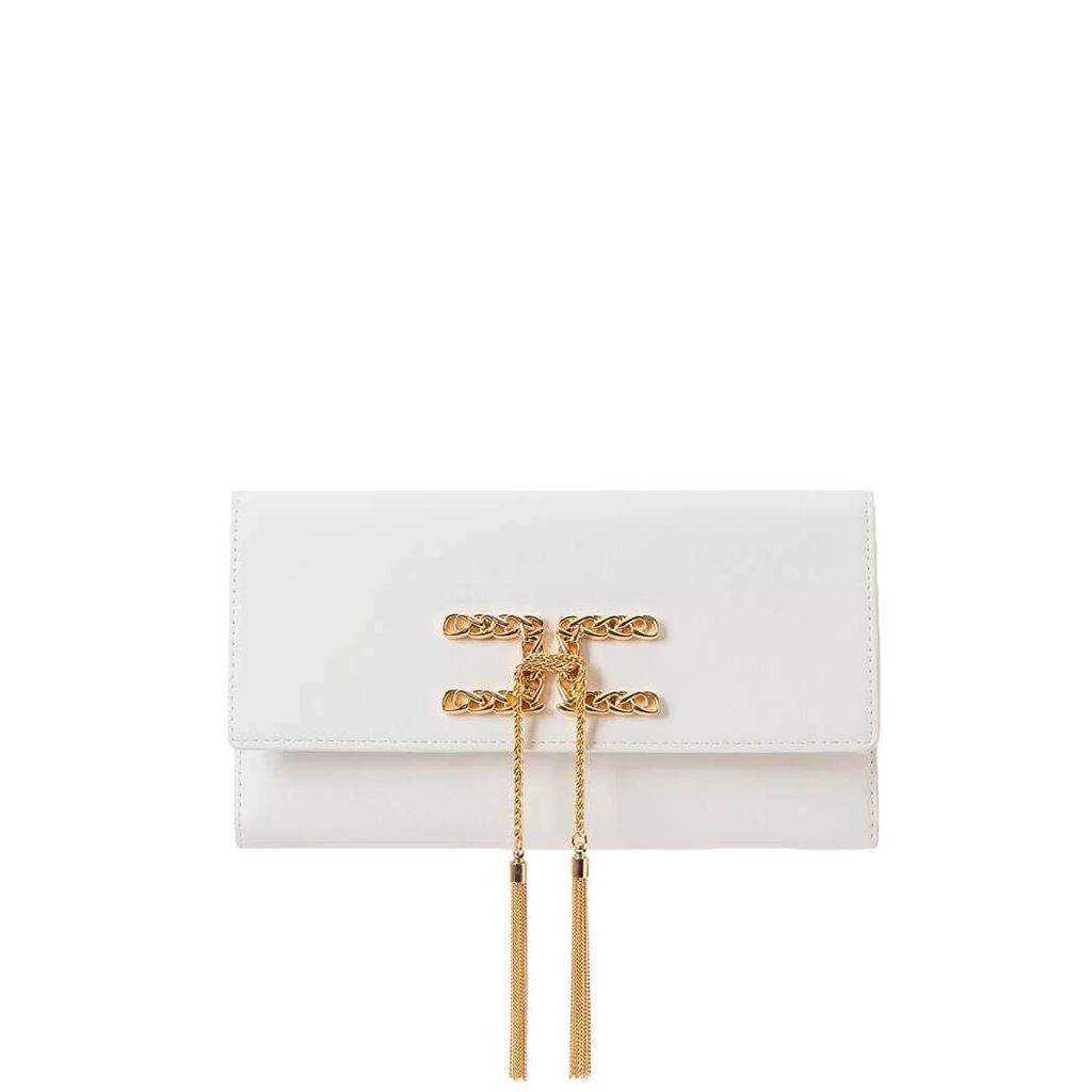 Ivory Clutch With Tassels
