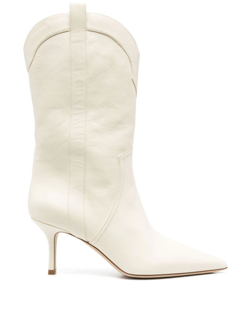 Ivory White Calf Leather Boots