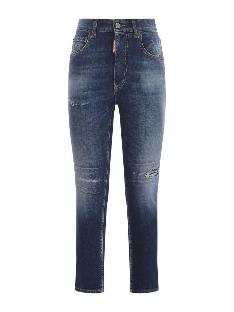 Jeans Dsquared2 High Waist Cropped Twiggy In Denim