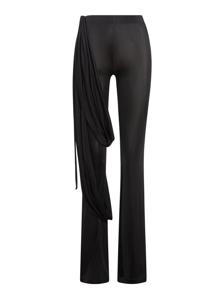 Jersey Flare Pants With Double Draped Ba