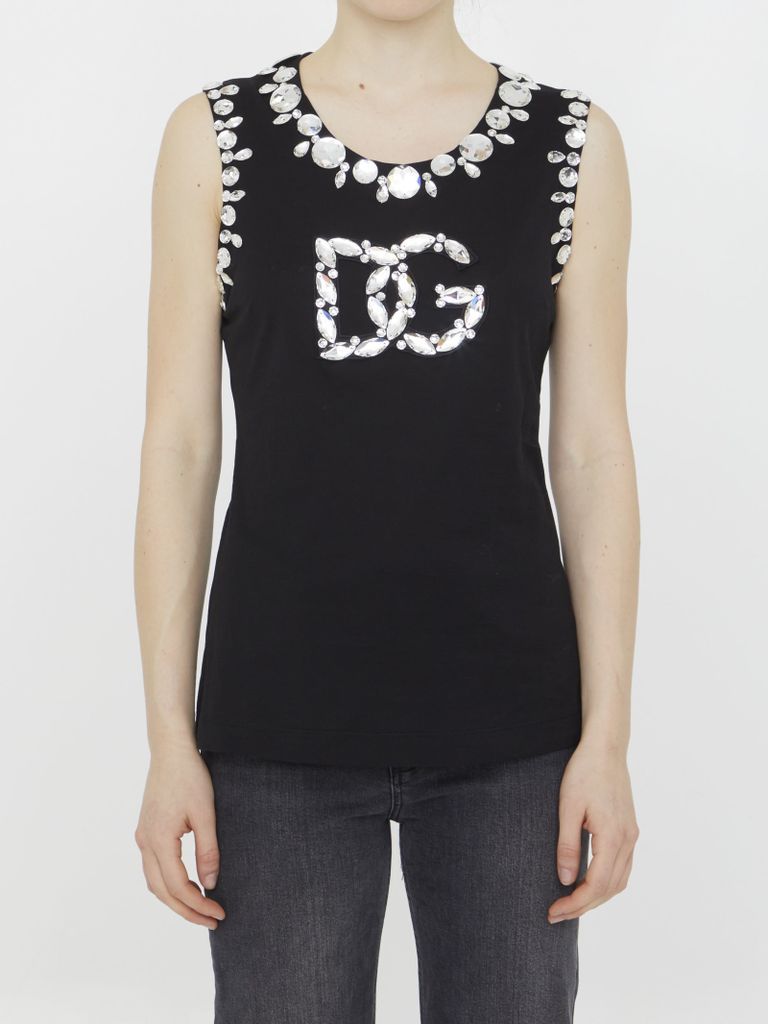 Jersey Tank Top With Crystals