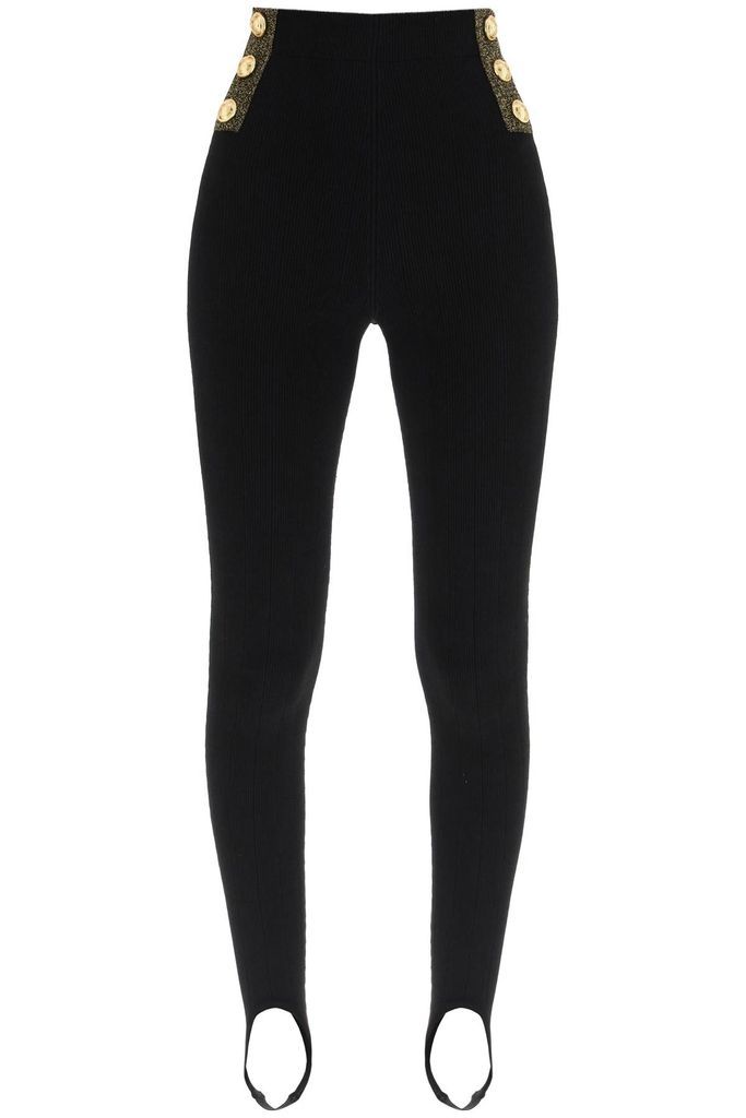 Knitted Leggings With Embossed Buttons And Lurex Details