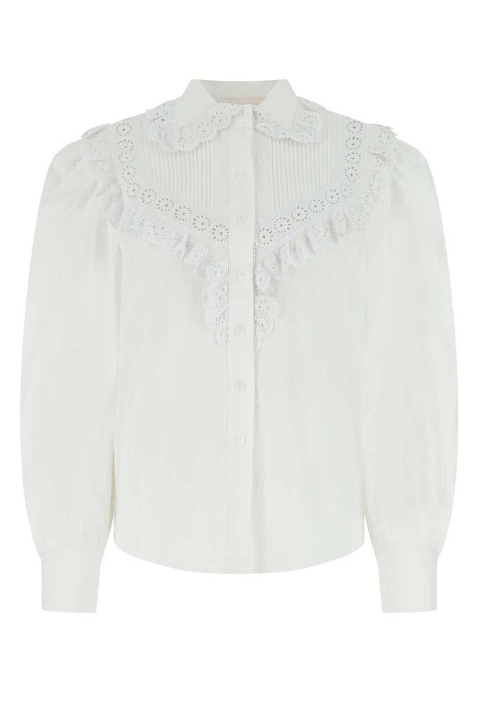 Lace-Detailed Long-Sleeved Blouse