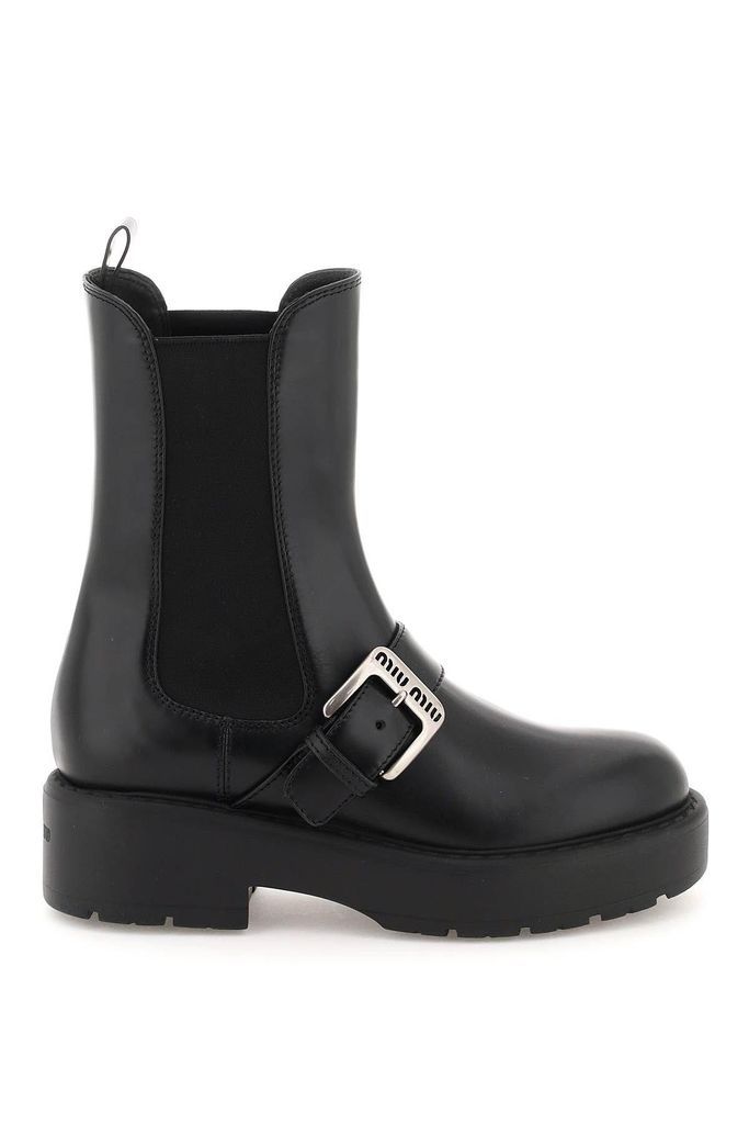 Leather Ankle Boots With Logo Buckle