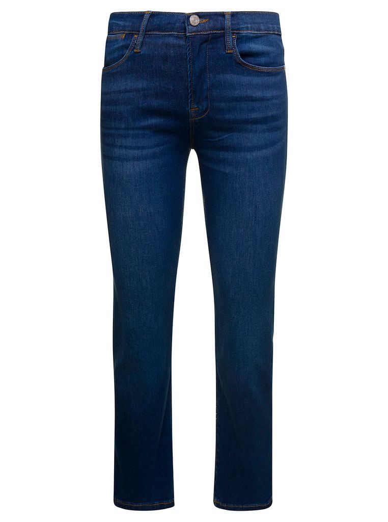 Le Shape Blue Slim 5 Pockets Jeans In Cotton Blend Denim Woman