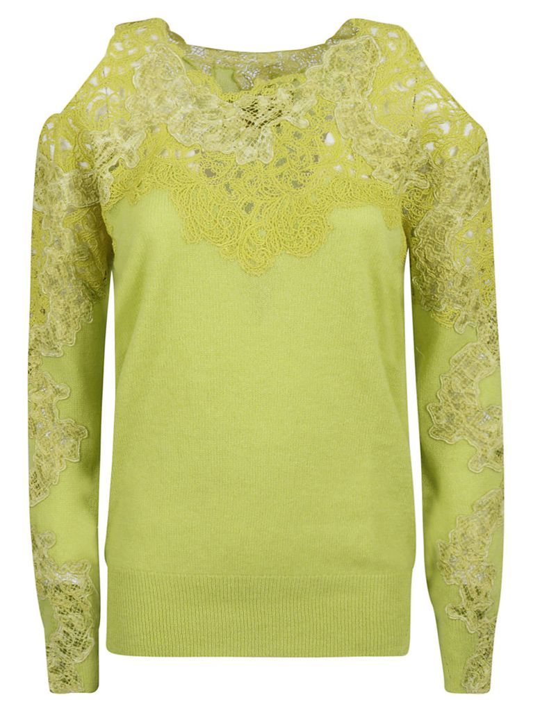 Lace Paneled Cut-Out Detail Sweater