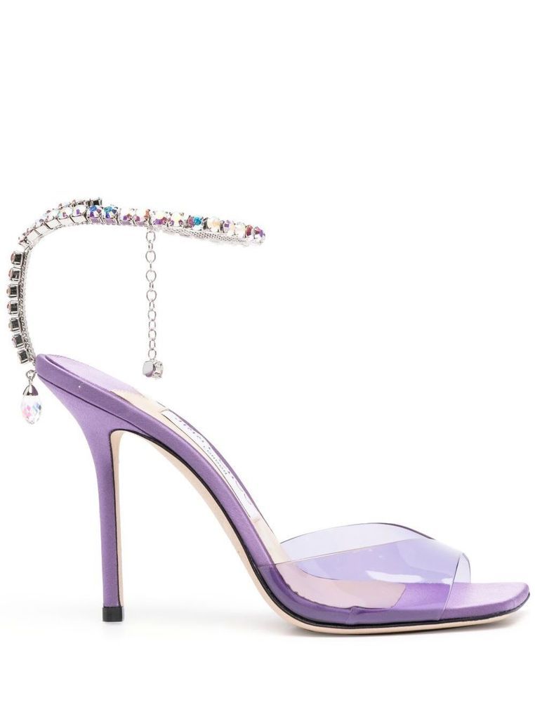 Lavander Saeda Sandals With Crystal Embellishment In Leather And Pvc Woman