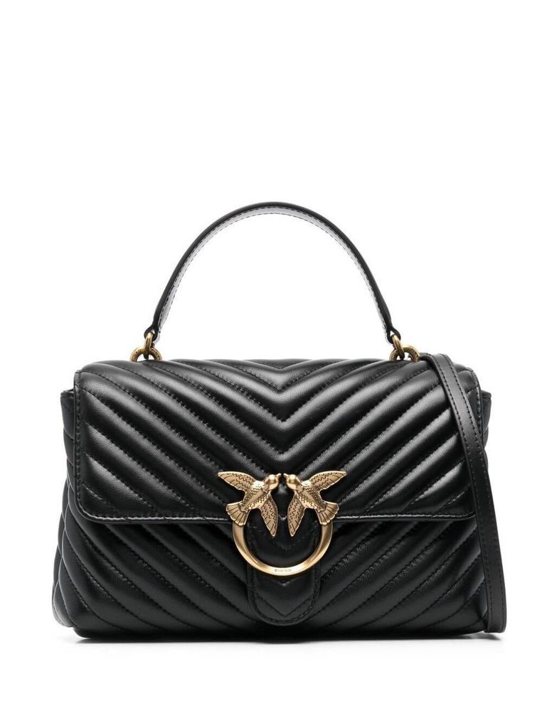 Lady Love Puff Black Handbag In Nappa Leather With Chevron Pattern Woman Pinko