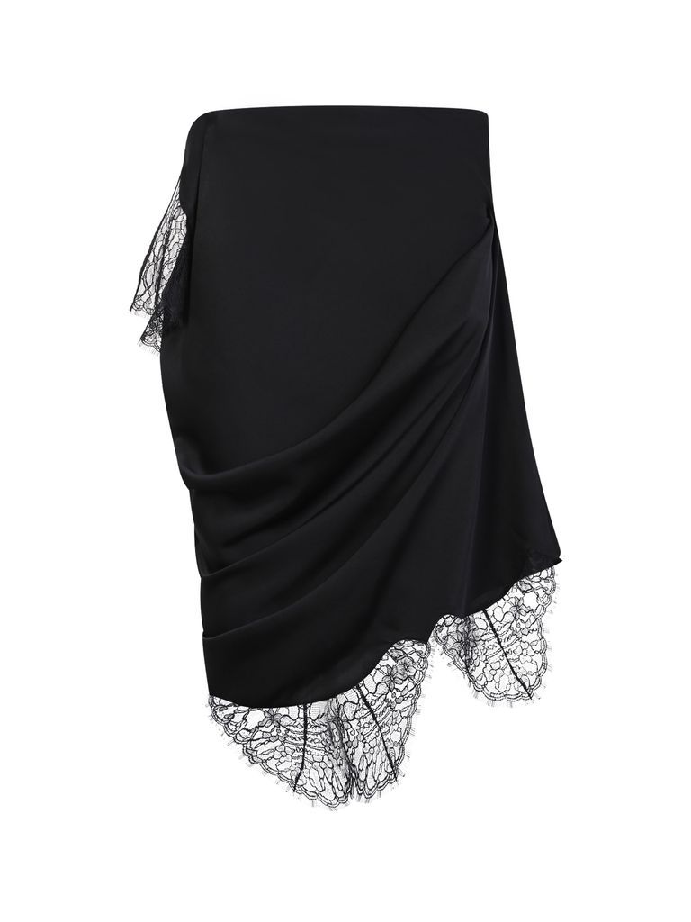 Lace Trim Black Skirt