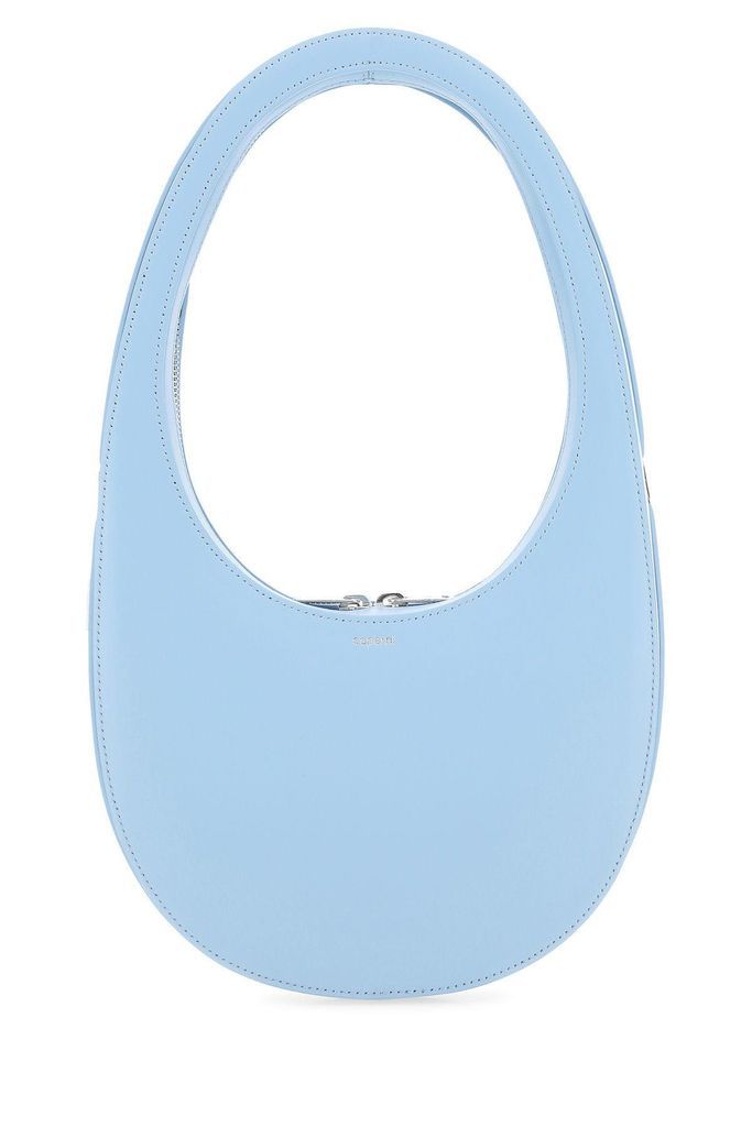 Light-Blue Leather Swipe Handbag
