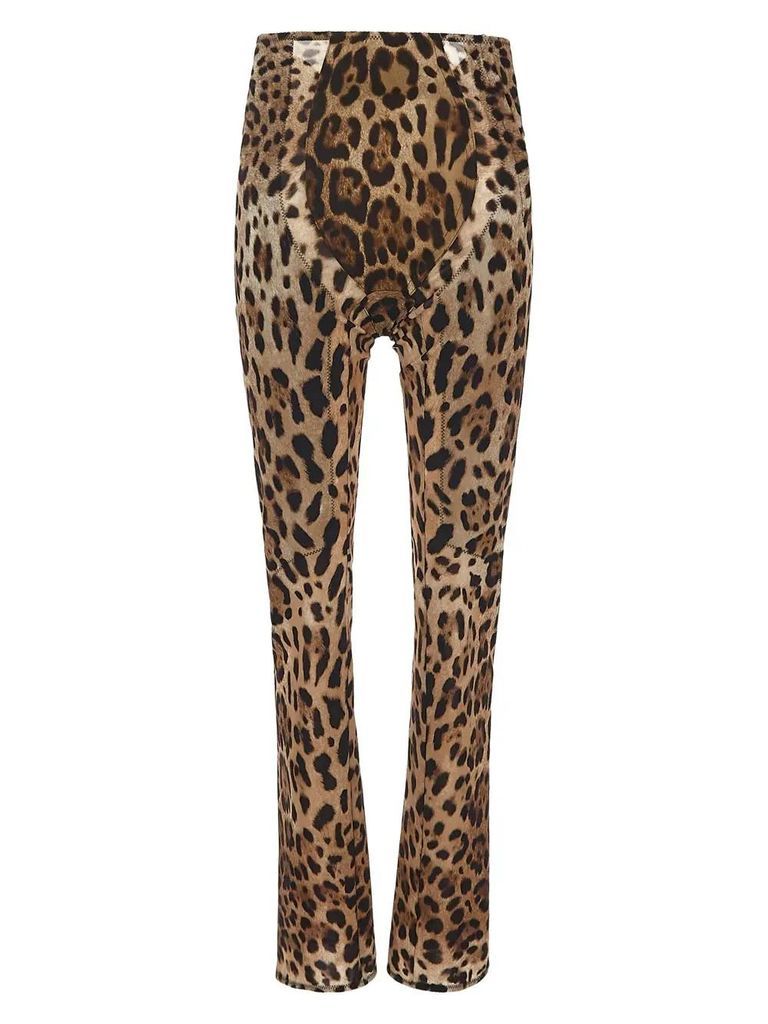 Leopard-Print Marquisette Pants