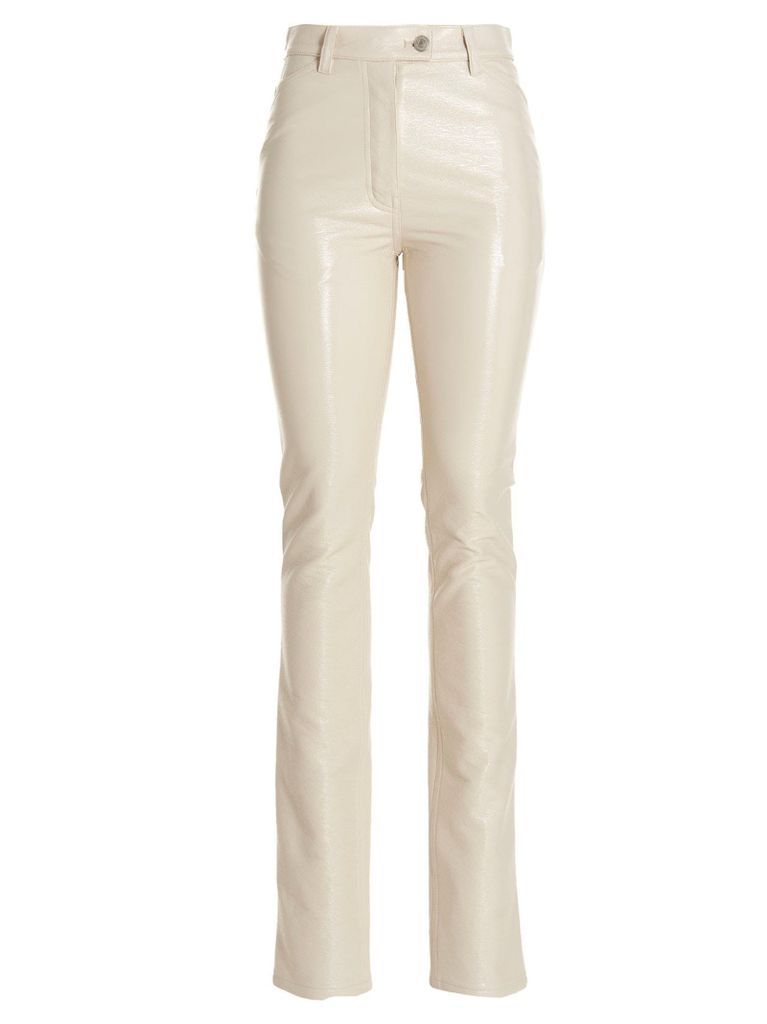Leather-Effect Fabric Pants