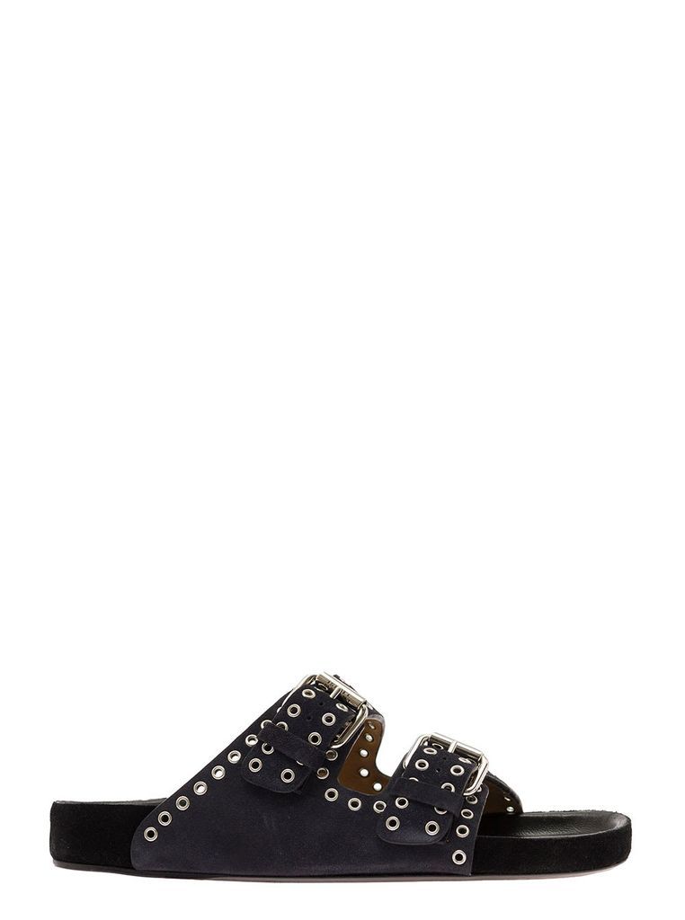 Lennyo Black Sandals With Buckles And Studs In Suede Woman Isabel Marant